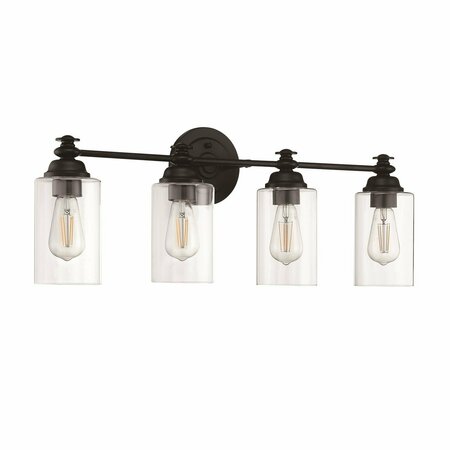 CRAFTMADE Dardyn 4 Light Vanity in Flat Black Clear Glass 49804-FB-C